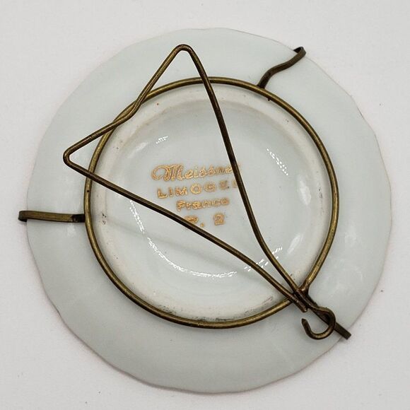 Limoges France Vintage Porcelain Cranberry Gold Gilt Dancing Couple Mini Plate - Picture 2 of 6